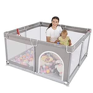 YOBEST Baby-Laufgitter- grau