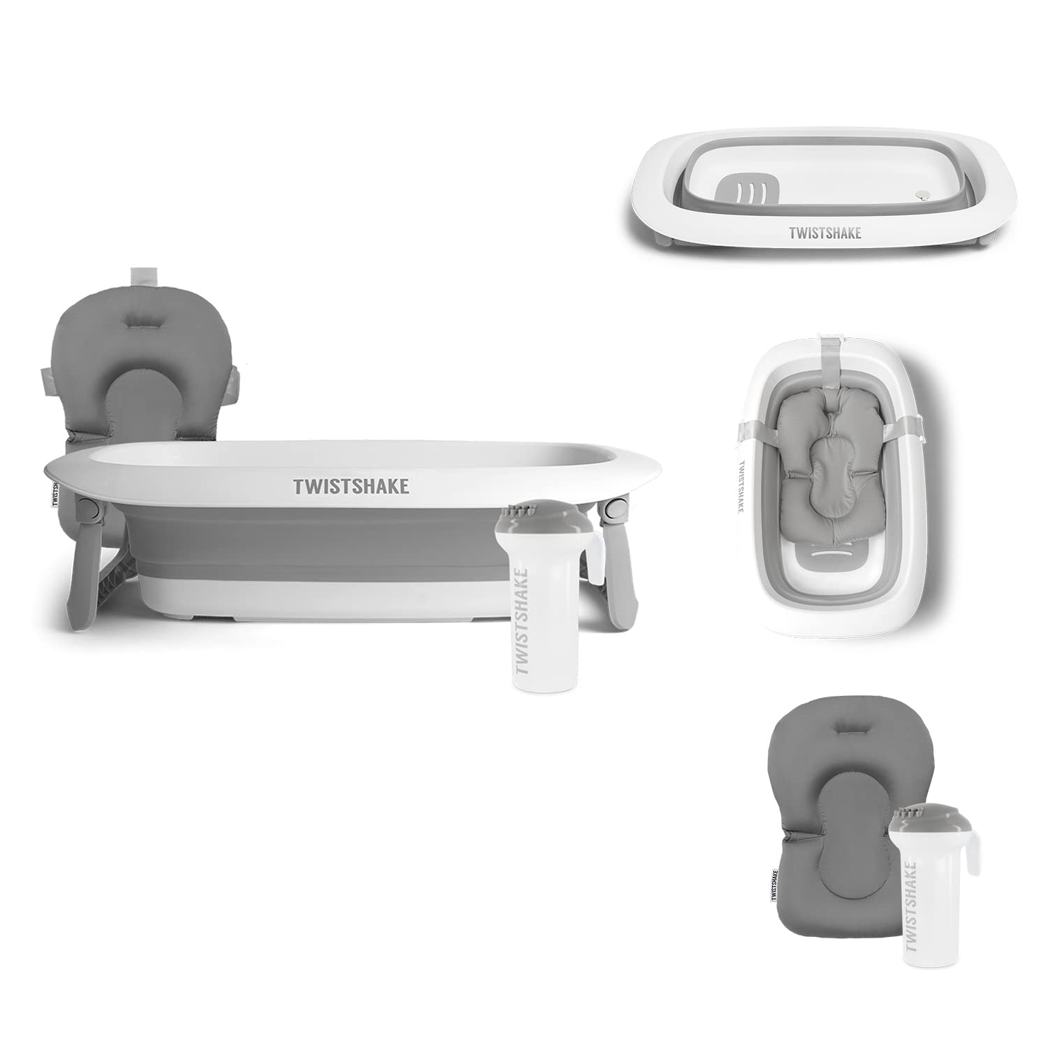 Twistshake Badeset Faltbare Babywanne - Grau/Weiss