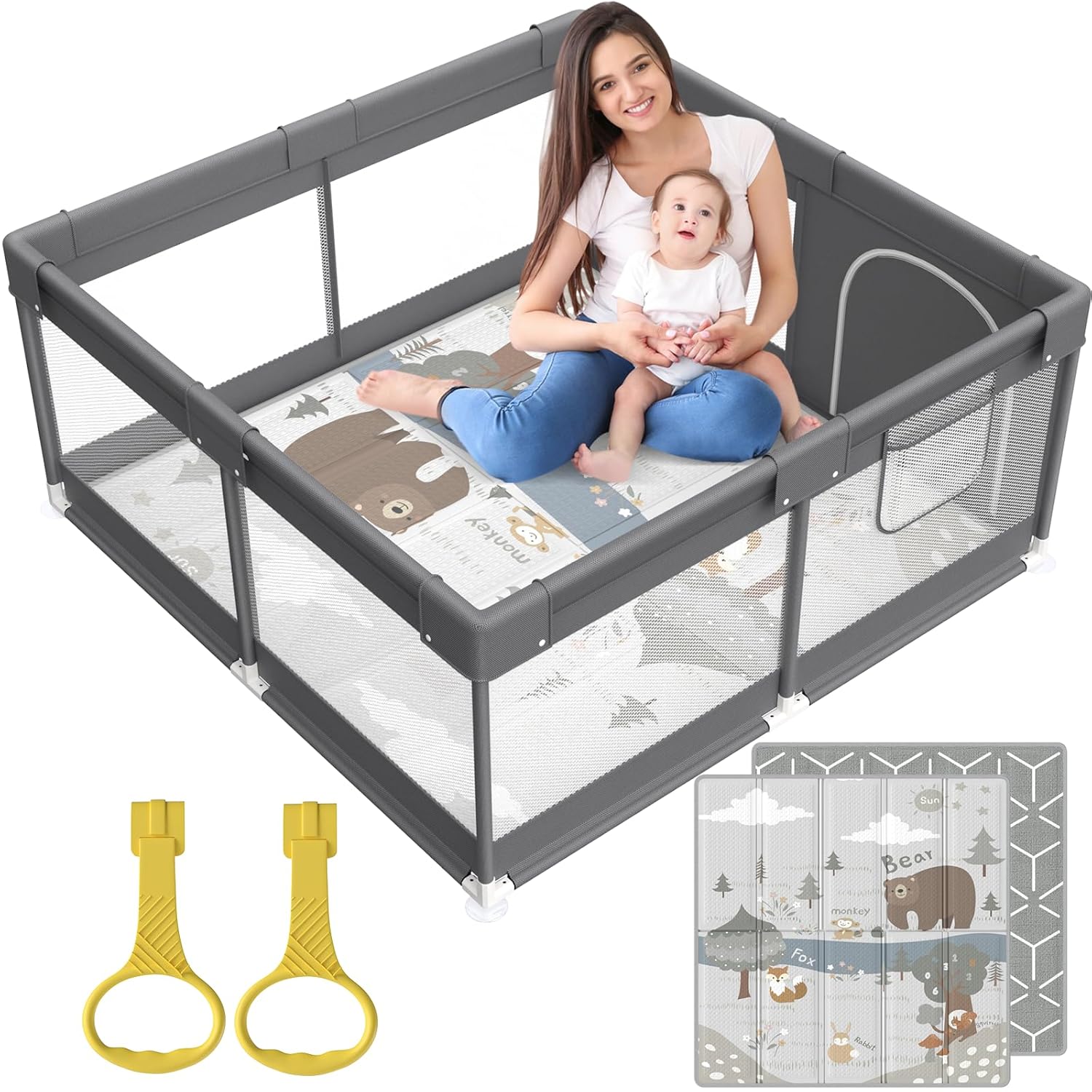 Fodoss Baby Laufgitter mit Matte 120x120cm