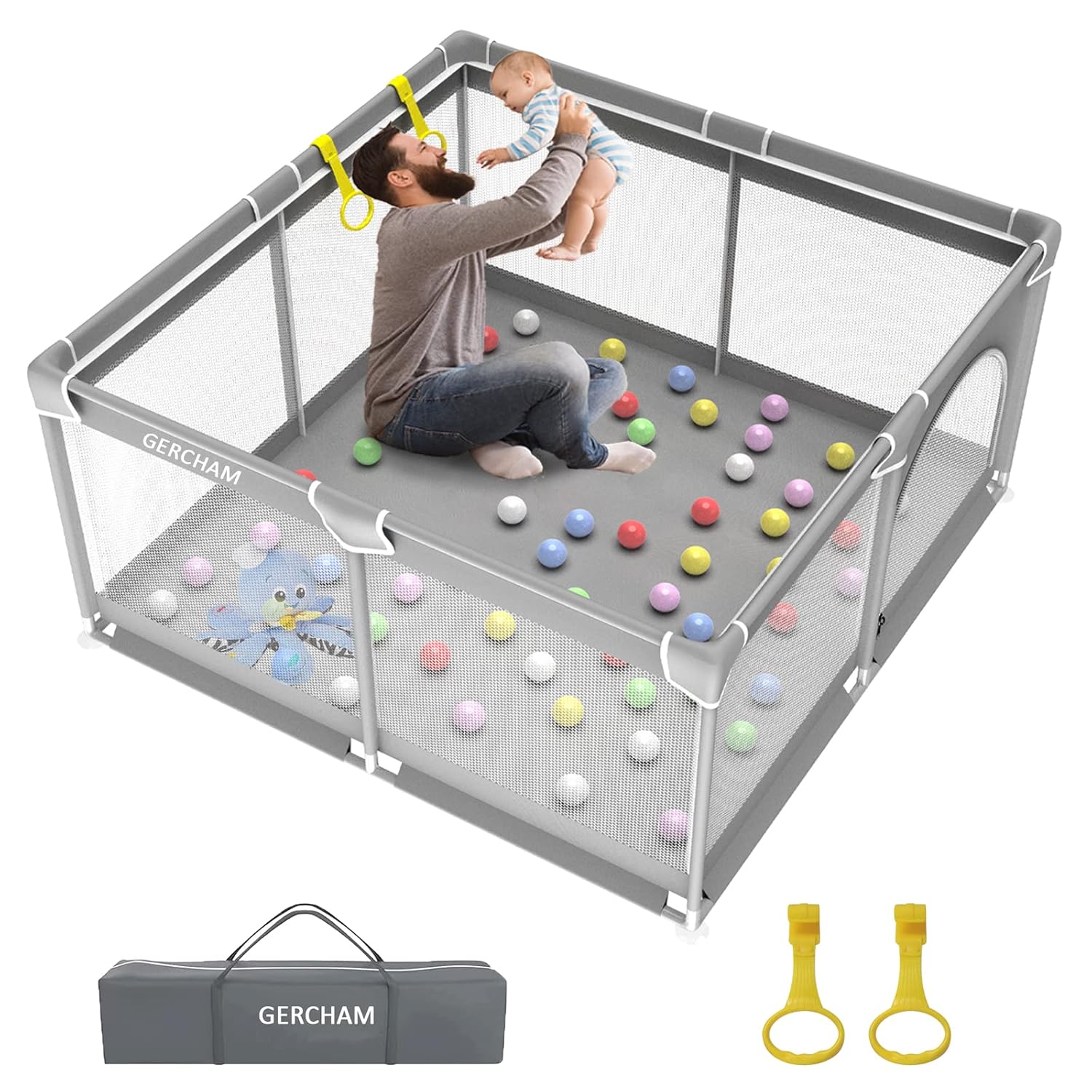 GERCHAM Laufstall Baby, Laufgitter Baby 127x127cm