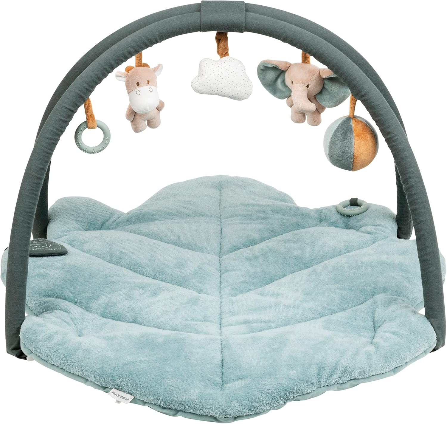 Nattou Krabbeldecke mit Spielbogen - Grün / Beige