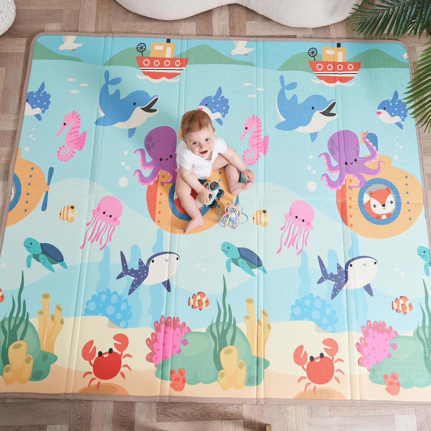 Babymatte Kindermatte Baby Spielmatte 180x200x1.5cm - Sea