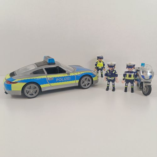 Playmobil Porsche 911 Carrera 4S Polizei  + Motorradstreife (70067 + 6876)